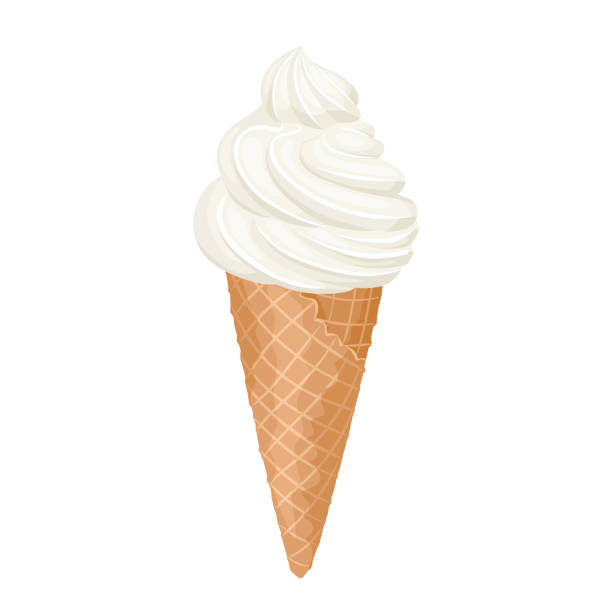 illustrazioni stock, clip art, cartoni animati e icone di tendenza di gelato in cono di waffle isolato su sfondo bianco. vortice di gelato soft serve in tazza di waffle. illustrazione vettoriale di un dolce dessert in stile piatto cartone animato. icona del cibo. - buttercream