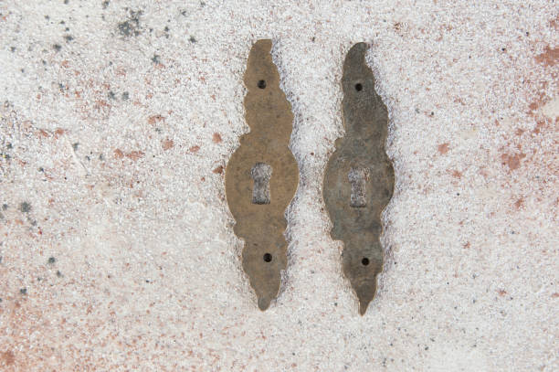istock Antique brass keyholes lock covers 1215377958