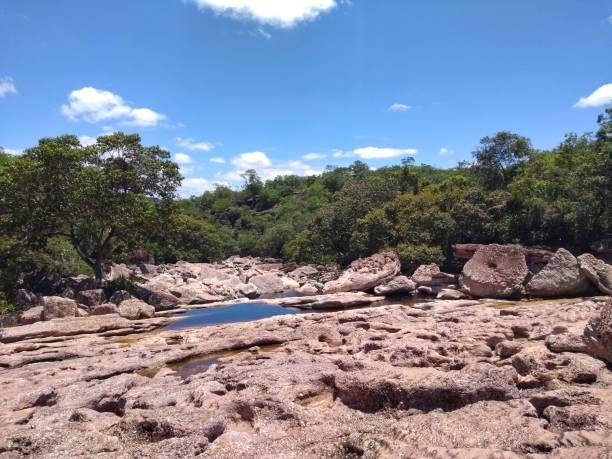Ribeirão do Meio - Waterfall - Chapada Diamantina, Bahia, Brazil stock photo