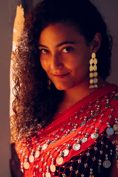 Portrait of beautiful ethnic arab woman in moroccan hotel. Isolated female with arabian features and dark skin. Equality for arab women concept. Feminism in arabian countries. Travel around the world. moroccan woman stock pictures, royalty-free photos & images
