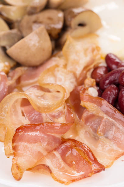 istock Background with bacon bean and mushroom. 1215391062