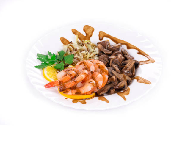 istock Shrimp salad with mushrooms. 1215391355
