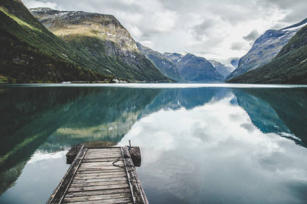 istock Lovatnet Lake views around Geiranger, in Norway 1215392360