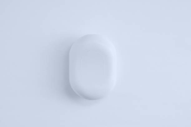istock Closeup a bar of soap on a white background. View from above. 1215392532