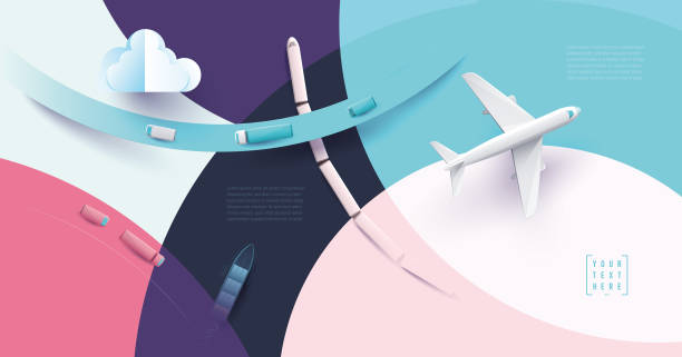 трафик логистика путешествия - jet way stock illustrations