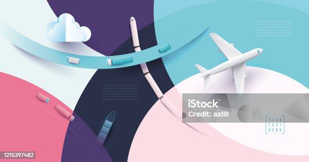 Traffic Logistics Travel Stock Illustration - Download Image Now - Freight Transportation, Airplane, Transportation