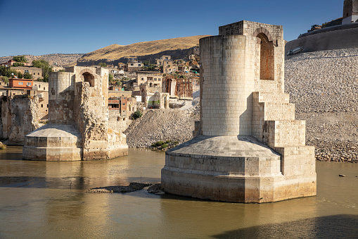 The landscape of the Hasankeyf region. Ancient residential area in Anatolia, Turkey