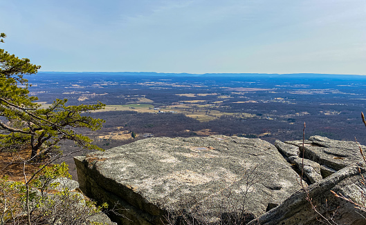 A view of the Hudson valley from Gertrude’s Nose Trail in New York’s Hudson valley. This is in the Minnewaska State Park preserve in early spring.