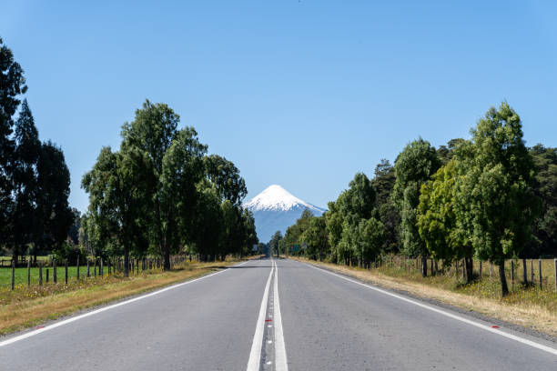 Osorno Volcano at the end of the road stock photo
