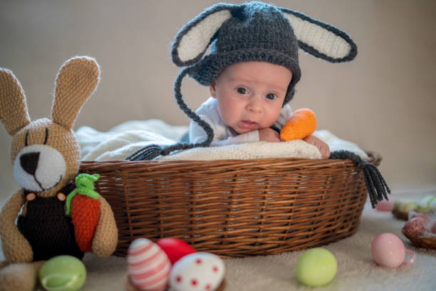istock little baby bunny in a basket Easter 1215406658