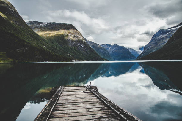 istock Lovatnet Lake views around Geiranger, in Norway 1215408985