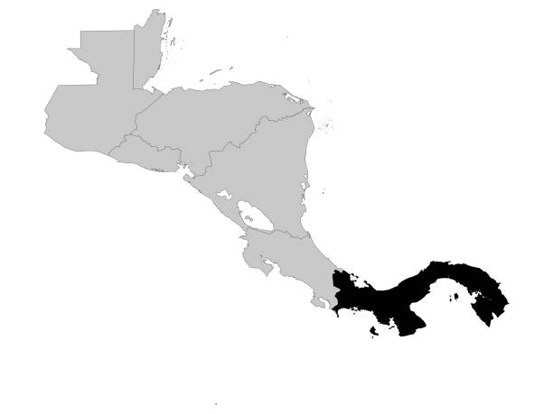 Black Map of Panama vector illustration of Black Map of Panama panamanian flag stock illustrations