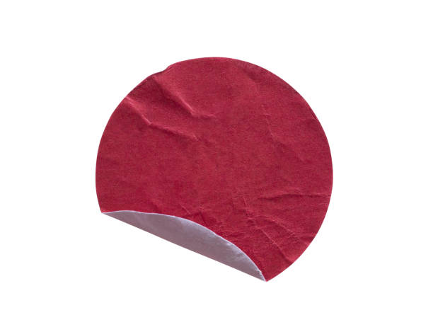 istock Blank red round adhesive paper sticker label isolated on white background 1215414166