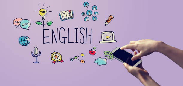 istock Learning English concept with person holding smartphone 1215417064