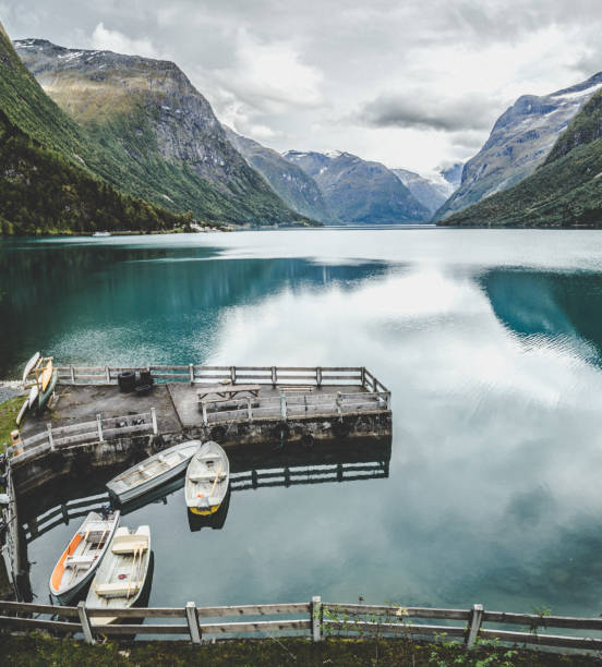 istock Lovatnet Lake views around Geiranger, in Norway 1215420615
