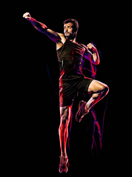 istock fitness cardio boxing exercise body combat man isolated black background 1215423664