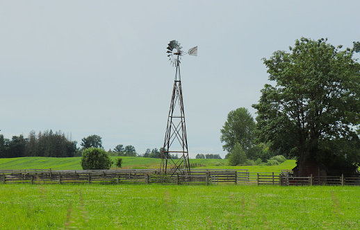 Aldergrove, Canada - June 9, 2019: View of Beautiful farm which have been used as filming location \