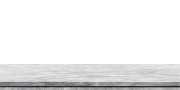 istock Empty marble table or shelf isolated on white background. For design or product display montage. 1215430282