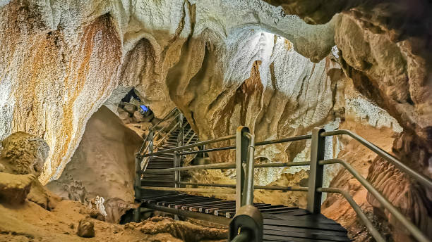 クリアウォーター洞窟、ムル国立公園、サラワク、マレーシアのプランクウォークトレイルを備えた巨大な部屋 - グヌンムル国立公園 ストックフォトと画像