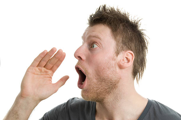 istock Sideview of man who screams or yells 121544265