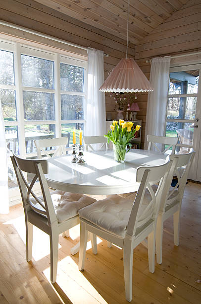 istock Holiday home scandinavian style with bright daylight from windows 121544308