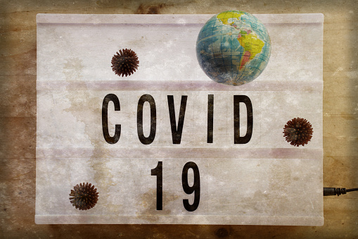 The Word 'Covid-19' in a Light Box Trend for anewly emerging Corona Virus / Covid-19 Inspired Theme.\n\nThe World Globe Ball is a mass produced sponge ball toy for party favours or pocket money toy.