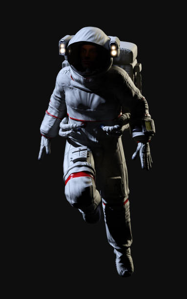 Astronaut pose against with clipping path. stock photo