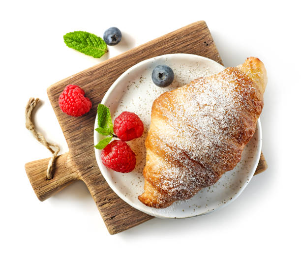 freshly baked croissant - pastrie imagens e fotografias de stock