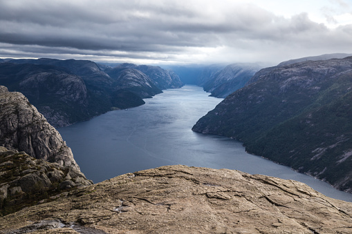 Views of the pulpit rock in Stavenger in Norway, Europe