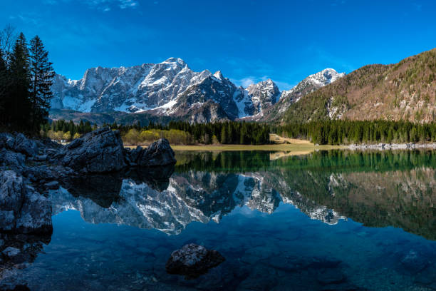 istock Spring morning at the alpine lake 1215454018