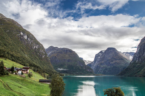 istock Lovatnet Lake views around Geiranger, in Norway 1215456964