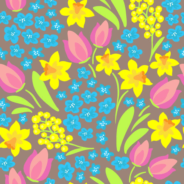 Spring flowers vector art illustration