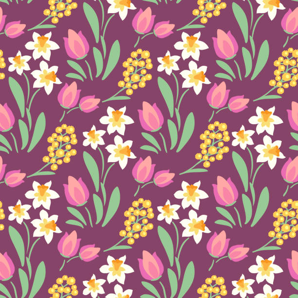 Spring flowers vector art illustration