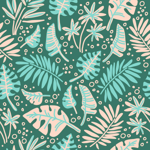 Tropical leaves vector art illustration