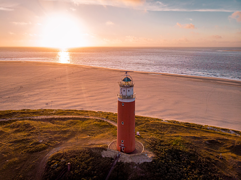 Texel lighthouse during sunset Netherlands Dutch Island Texel Holland