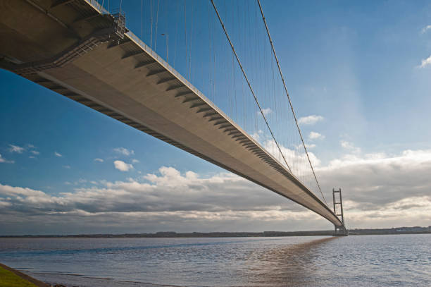 Night time shot just after sunset of the world famous Humber Bridge.