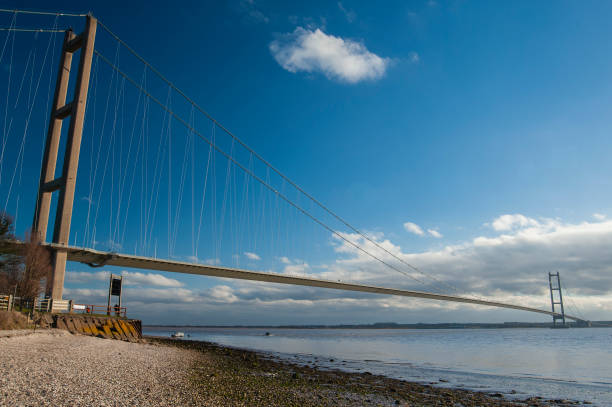 istock Large suspension bridge over a river estuary 1215466578