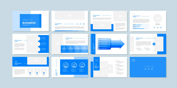 illustrations, cliparts, dessins animés et icônes de modèle minimal de présentation de diapositives. modèle de présentation d’entreprise - sliding