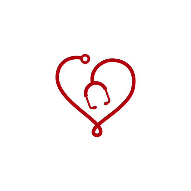 Stethoscope vector icon symbol design isolated on heart shape. Health checkup tool vector icon Stethoscope vector icon symbol design isolated on heart shape. Health checkup tool vector icon doctor patterns stock illustrations
