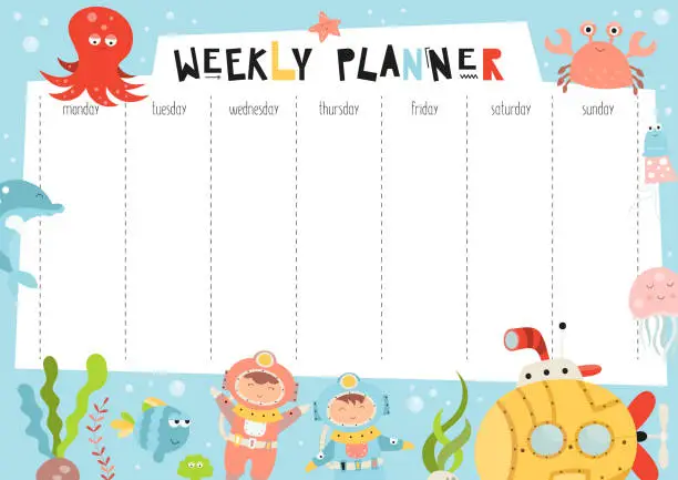 Vector illustration of weekly planner