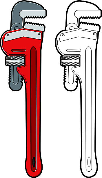 ilustrações, clipart, desenhos animados e ícones de pipe wrench - adjustable wrench