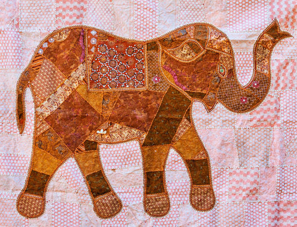 istock Elephant's design rug - handmade, colorful souvenirs from India 1215470706