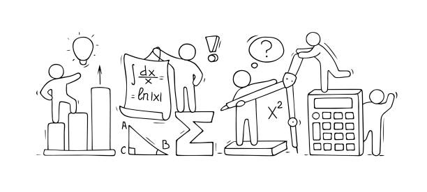 Mini People Math 80+ Working Little People With Mathematical Symbols Stock Illustrations ...