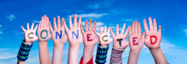 istock Children Hands Building Word Connected, Blue Sky 1215473335