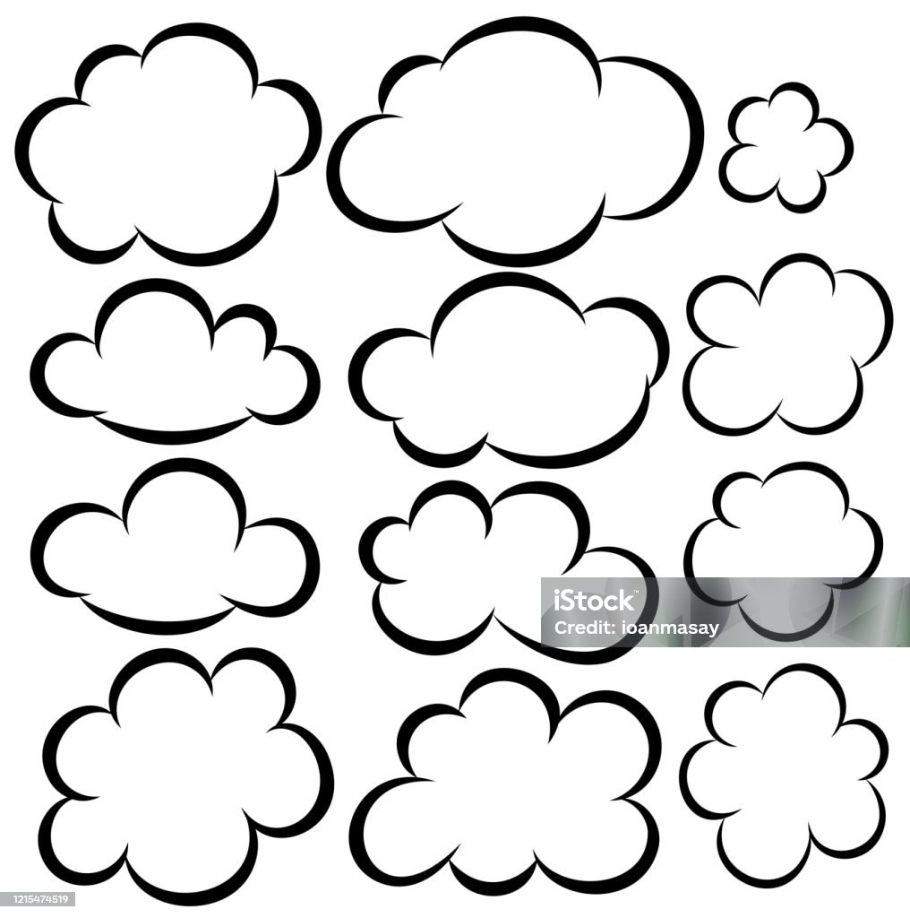 Tập Hợp Các Biểu Tượng Đám Mây Các Yếu Tố Thiết Kế Cho Áp Phích ...