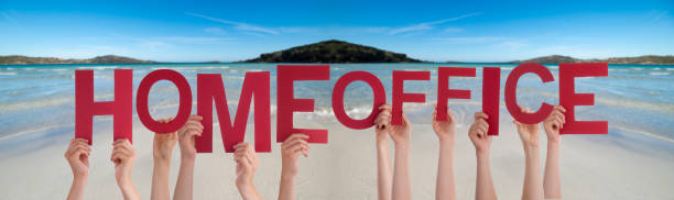 istock People Hands Holding Word Homeoffice, Ocean Background 1215474565