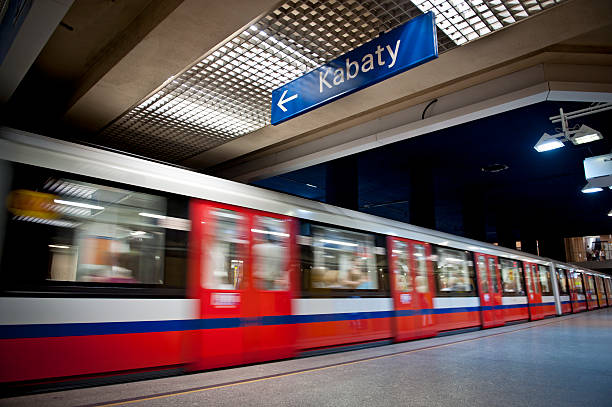 Modern subway platform. Warsaw in Poland. stock photo