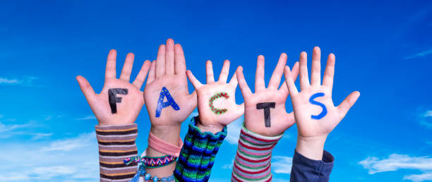 istock Children Hands Building Word Facts, Blue Sky 1215475563
