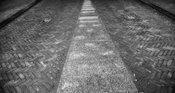 Bicycle lane in urban street, traffic symbol