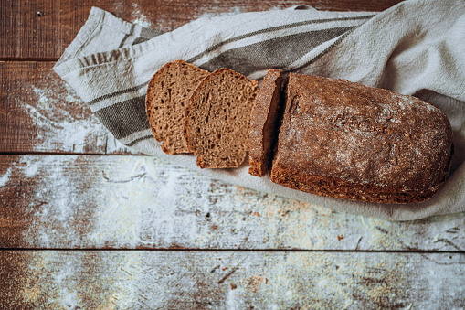 Freshly baked bread, view from top